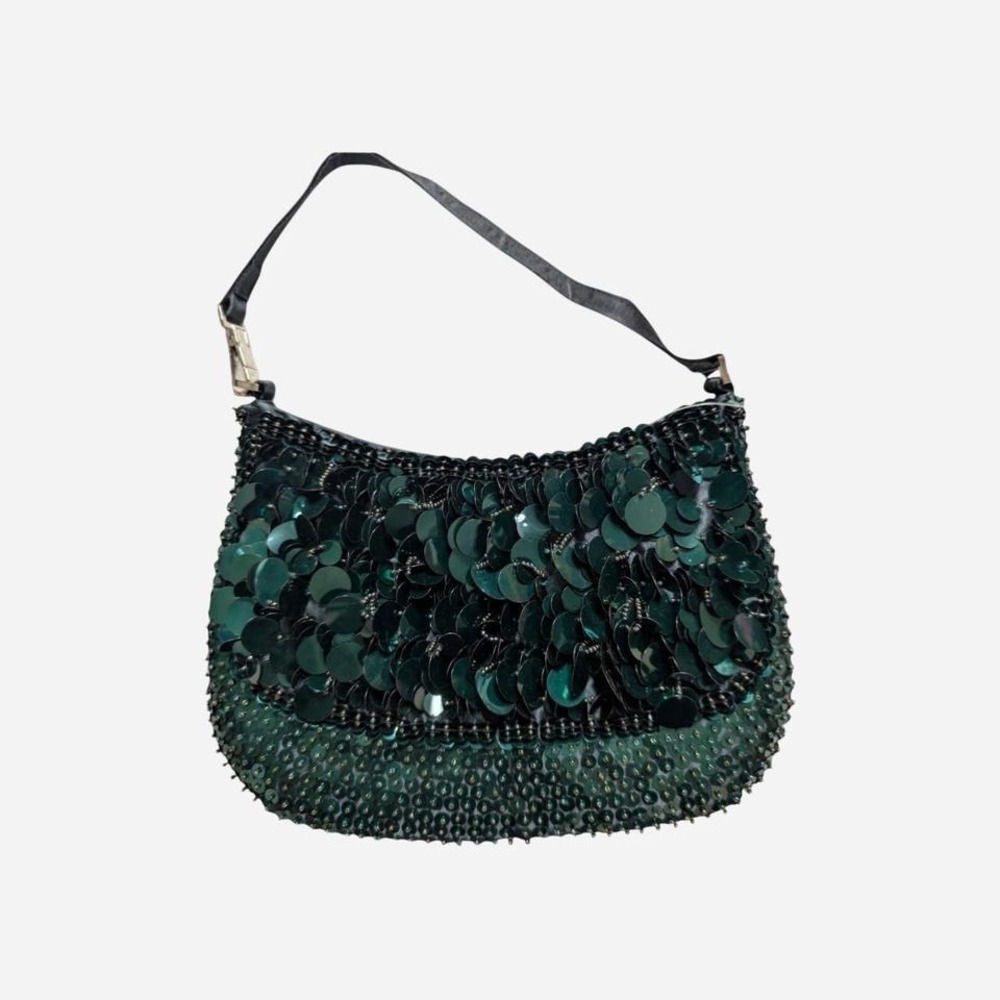 Vintage Green Sequins Purse